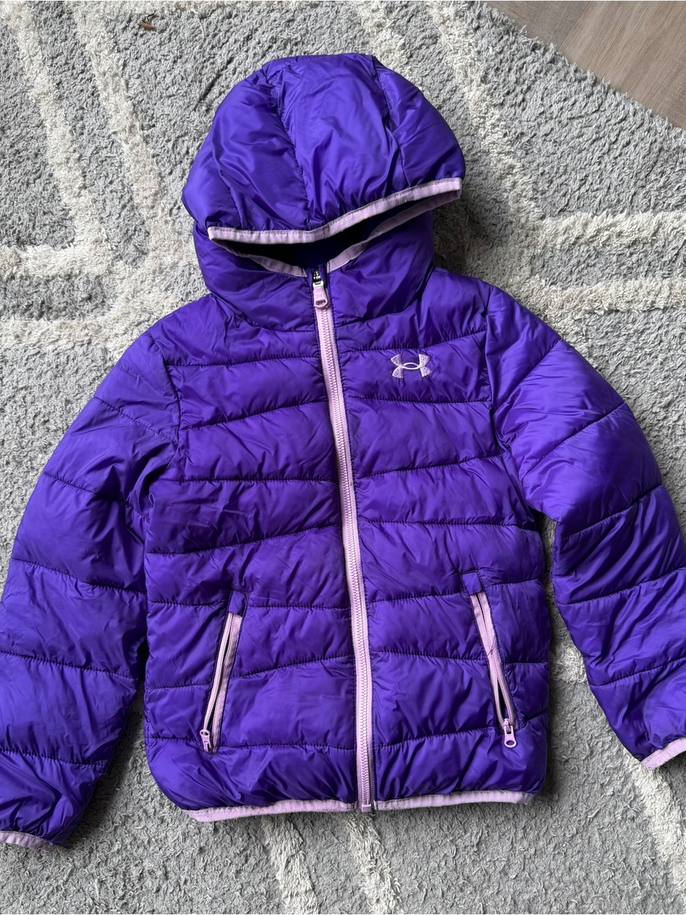 Under Armour Girls' Bright Purple Hooded Puffer Jacket
